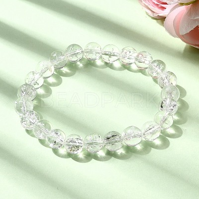 Natural Quartz Crystal Round Beads Stretch Bracelets for Women BJEW-L712-B03-8mm-1