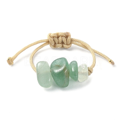 Natural & Synthetic Mixed Gemstone Chip Braided Bead Finger Ring RJEW-JR00597-1