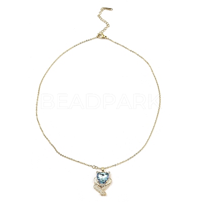 Lion Light Gold Brass Micro Pave Cubic Zirconia Pendant Necklaces NJEW-E105-17KCG-1