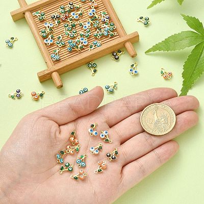 50Pcs Brass Enamel Connector Charms KK-CJ0001-83-1