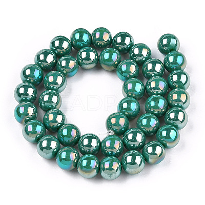 Electroplate Opaque Glass Beads Strands GLAA-T032-P8mm-AB12-1
