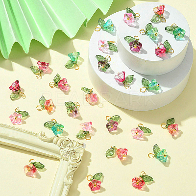 50Pcs 5 Colors Glass Charms FIND-CJ0001-15-1