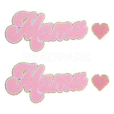4Pcs 2 Styles Mother's Day Theme Chenille Embroider Thread Iron on/Sew On Patches PATC-CA0001-24B-1