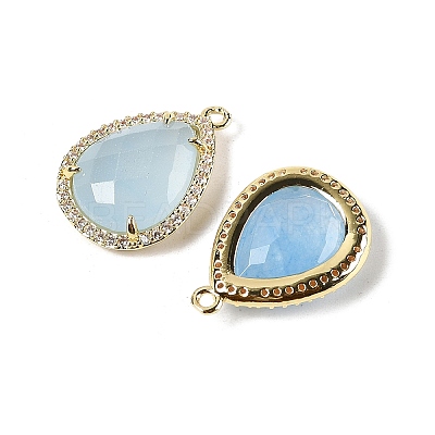 Dyed Natural White Jade Faceted Teardrop Pendants G-I382-01G-04-1