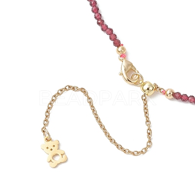 2.5MM Faceted Round Natural Tourmaline & Fluorite & Garnet & Obsidian & Lapis Lazuli Beaded Lariat Necklaces NJEW-JN05874-1