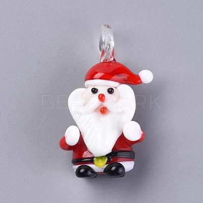 Christmas Handmade Lampwork Pendants LAMP-G141-02-1