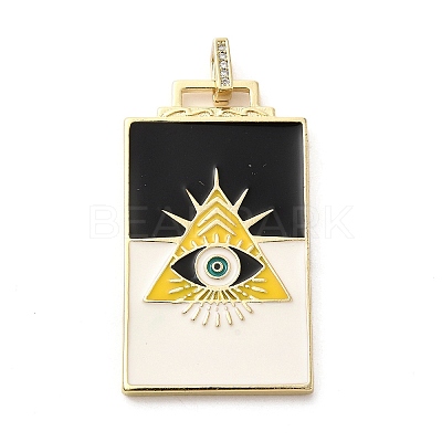 Brass Micro Pave Cubic Zirconia Pendant with Enamel KK-H458-02G-H01-1