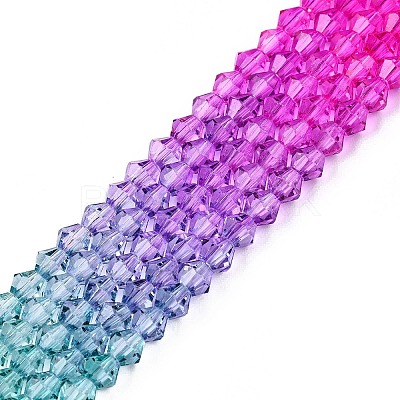 Gradient Color Baking Paint Glass Bead Strands DGLA-A039-T2mm-A011-1