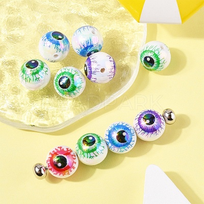 10Pcs Printed Acrylic Beads OACR-YW0005-02-1