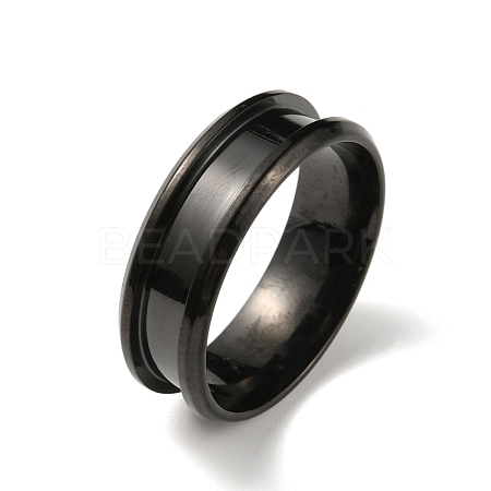 201 Stainless Steel Grooved Finger Ring Settings RJEW-WH0010-08E-EB-1-1