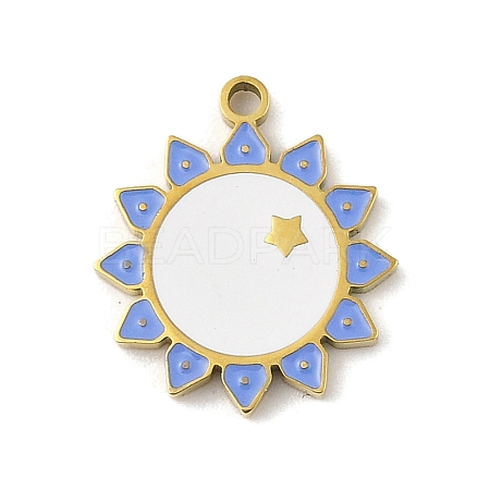 304 Stainless Steel Enamel Pendants STAS-U039-12G-1