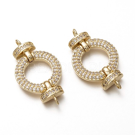 Brass Micro Pave Clear Cubic Zirconia Links Connectors ZIRC-C020-19G-1