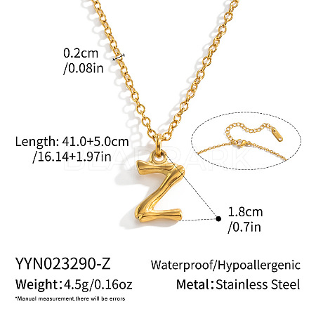 304 Stainless Steel Bamboo Initial Pendant Necklaces for Men Women WM4386-23-1