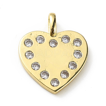 Rack Plating Brass Micro Pave Cubic Zirconia Pendants KK-C019-12G-02-1