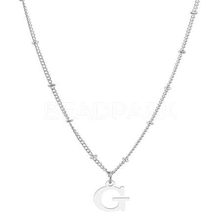 1Pc Brass Chain & 304 Stainless Steel Letter Pendant Necklaces NJEW-LP0001-35G-P-1
