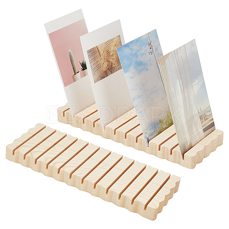 2Pcs Rectangle Wooden Card Slotted Display Stands AJEW-FG0005-78-1