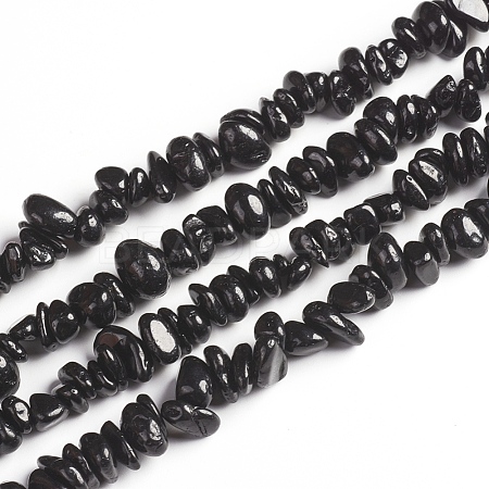 Natural Black Spinel Chips Beads Strands G-D0002-A17-1