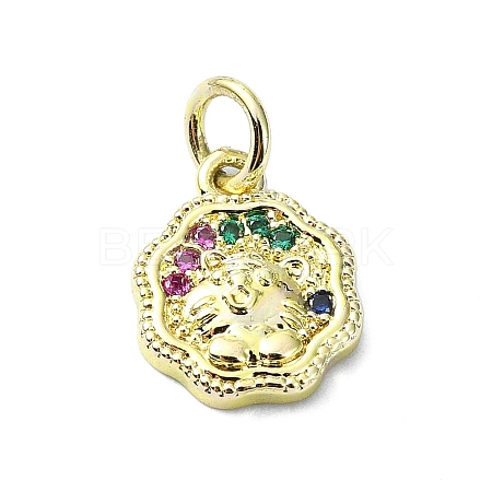 Brass Micro Pave Colorful Cubic Zirconia Pendants KK-H475-18G-01-1