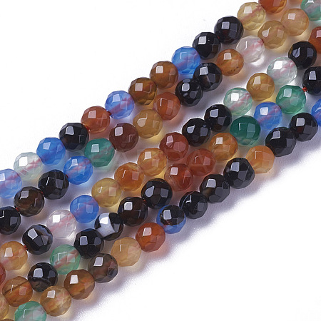 Natural Multi-Color Agate Beads Strands G-F596-36-4mm-1