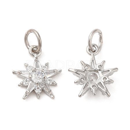 Rack Plating Brass Micro Pave Clear Cubic Zirconia Charms KK-Z026-06P-1