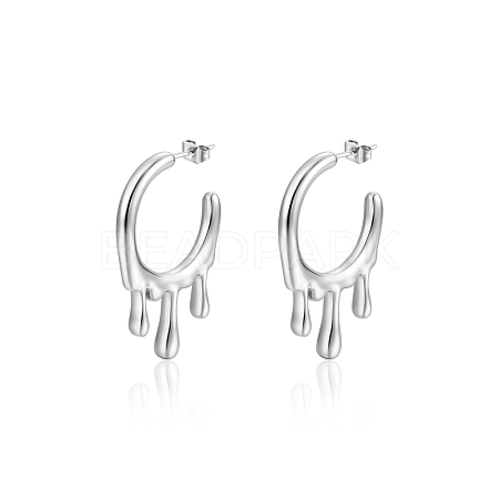 Fashionable French Stainless Steel Teardrop Pendant Earrings for Women's Daily Wear DL0192-2-1
