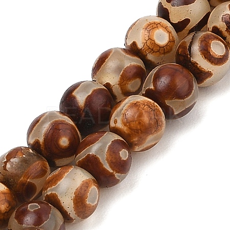 Natural Tibetan 3-Eye dZi Agate Beads Strands G-A240-A01-01-1