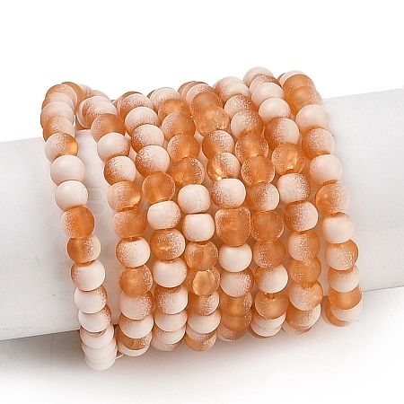 Frosted Crackle Glass Beads Strands GLAA-U001-4mm-M10-1