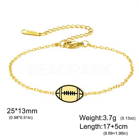 304 Stainless Steel Sport Ball Link Bracelets for Women WG444BD-06-1