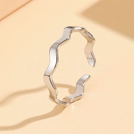 201 Stainless Steel Open Cuff Rings for Women FS-WG5C506-01-1