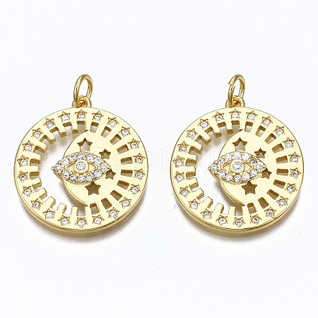5Pcs Brass Micro Pave Clear Cubic Zirconia Pendants ZIRC-SZ0002-36-1