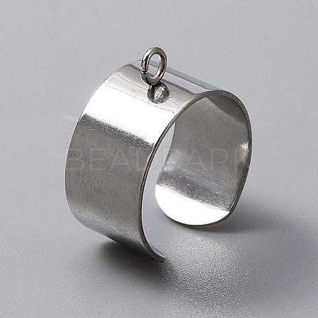 304 Stainless Steel Open Cuff Finger Ring Components STAS-WH0029-40B-P-1