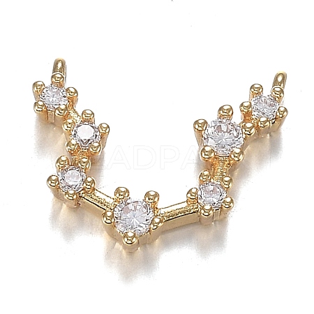 Brass Micro Clear Cubic Zirconia Charms ZIRC-F120-019G-12-1
