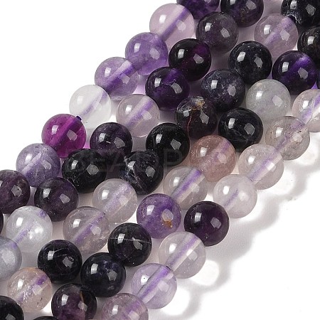 Natural Purple Fluorite Beads Strands G-P530-B08-02-1