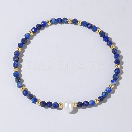 Natural Lapis Lazuli Beaded Stretch Bracelets for Women BG9690-13-1