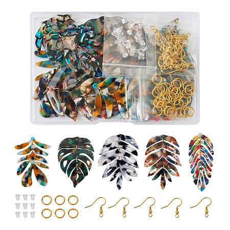 Biyun DIY Monstera Leaf Dangle Earring Making Kits DIY-BY0001-38-1