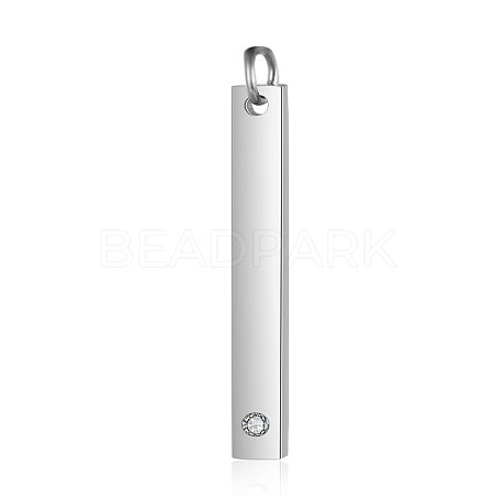 201 Stainless Steel Bar Tag Pendants STAS-S105-T608D-1-3.7-1