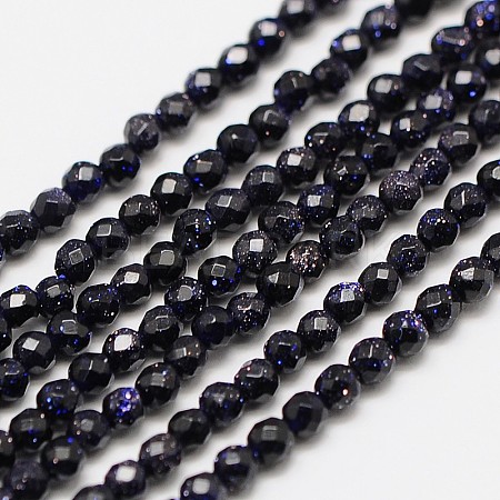 Synthetic Blue Goldstone Beads Strands X-G-A129-3mm-G03-1