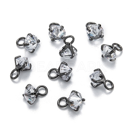 Brass Clear Cubic Zirconia Charms ZIRC-G170-12B-1