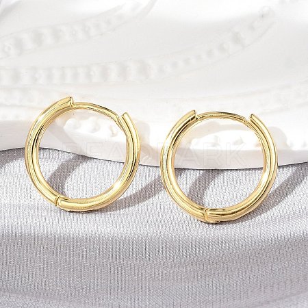 Brass Huggie Hoop Earrings X-KK-D160-55G-1