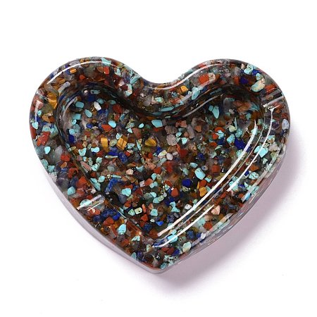 Resin with Natural Mixed Stone Chip Stones Ashtray DJEW-F015-03D-1