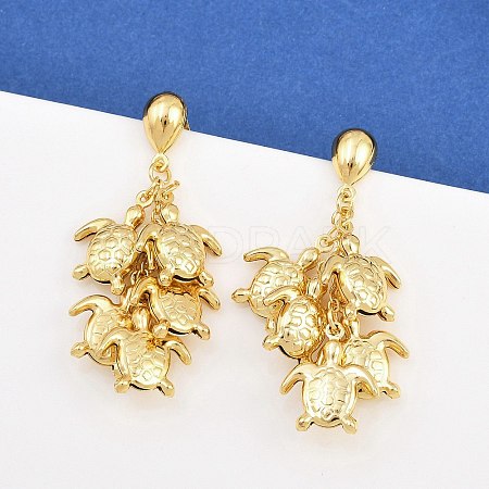 304 Stainless Steel Dangle Stud Earrings EJEW-P325-05D-G-1
