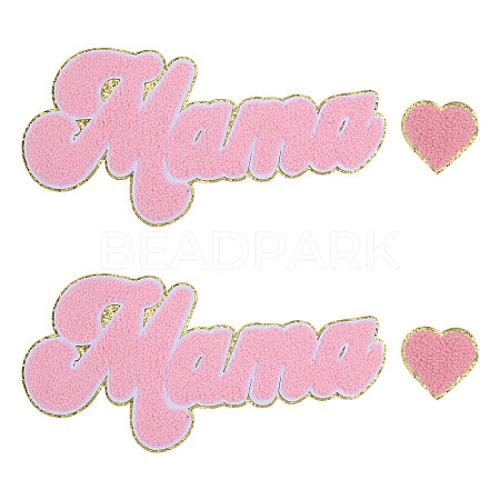 4Pcs 2 Styles Mother's Day Theme Chenille Embroider Thread Iron on/Sew On Patches PATC-CA0001-24B-1