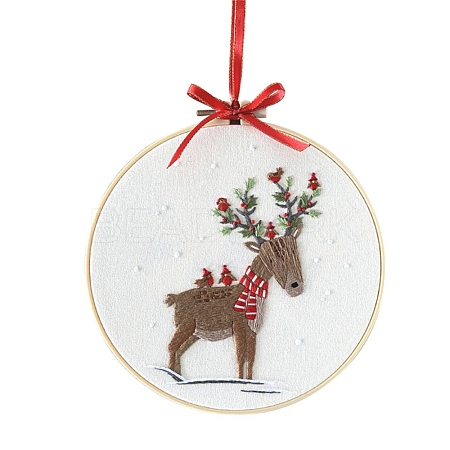Christmas Themed DIY Embroidery Cup Mat Sets DIY-P021-B05-1