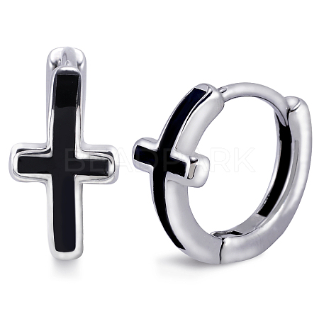 316 Stainless Steel Cross Hoop Earrings for Men Women EJEW-SZ0001-98-1