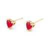 Cubic Zirconia Heart Stud Earrings EJEW-F282-18-G-2