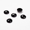 Faceted Half Round/Dome Dyed Natural Black Agate Cabochons G-J300-12-10mm-1