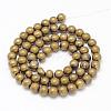 Electroplated Natural Pyrite Bead Strands G-G897-6mm-02-2