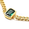 Cubic Zirconia Rectangle Link Bracelet with Curb Chains BJEW-A127-07G-3