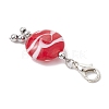 Flat Round Handmade Lampwork Pendant Decoration HJEW-JM03811-5
