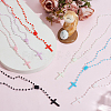 96Pcs 6 Colors Polyester & Resin Link Chain Rosary Bead Necklaces NJEW-GO0001-22-3